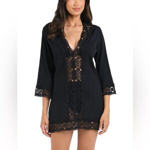 La Blanca Black Island Fare V-Neck Tunic